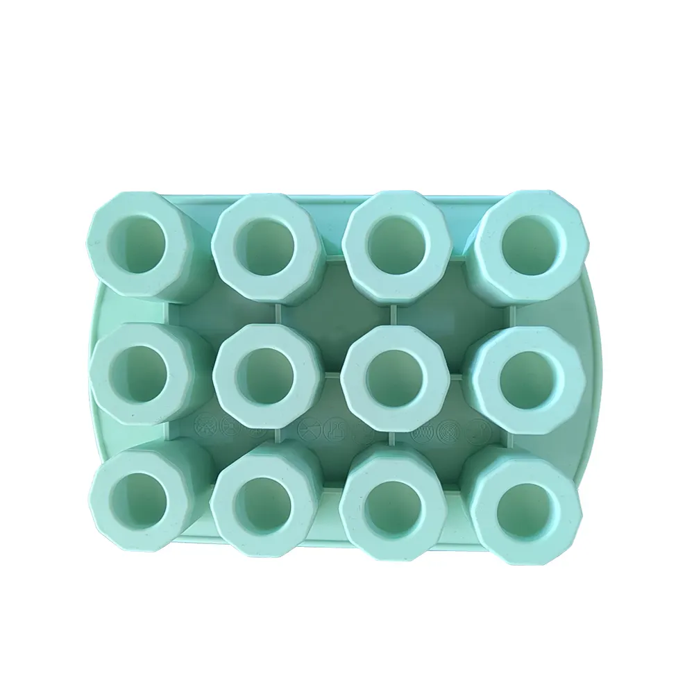 Custom BPA Free Slow Melting 12 Cup Silicone Ice Shot Glass Ice Mold 12 Cavity Shot Glass Ice Cube Tray For Whiskey Cocktails