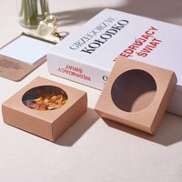 Individuelle kleine hellbraune Geschenkboxen für Kekse, Süßigkeiten, einzigartige Schmuck-Kraftpapierboxen, Geschenkverpackung mit durchsichtigem PVC-Fenster