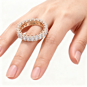 แหวนเพชรสำหรับผู้หญิงแนวโรแมนติกสีทอง10K 14K 18K สำหรับผู้หญิงสไตล์ที่เป็นเอกลักษณ์เพชรรูปวงรี Def VVS1 HPHT IGI 4กะรัต - Product Image 4