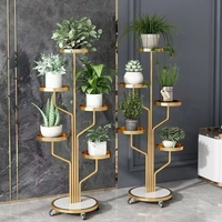 Support à plantes en acier doré à 2 niveaux, étagère porte-fleurs de 31 pouces avec revêtement en poudre, design moderne et minimaliste pour la maison et le jardin