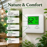 Termostat Digital 24V 1H 1C Satu Tahap Tidak Dapat Diprogram Baterai 2xAAA Mudah Dipasang Lampu Latar LCD untuk AC Kamar Hotel
