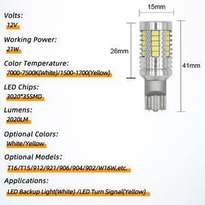 Alta potencia 21 W 2200LM 35SMD 921 blanco 6000K luz Led de respaldo No Erro T15 W16w Luz de coche Canbus T15 señal de giro bombillas Led de marcha atrás - Product Image 2