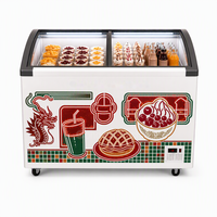 Congélateur à glace commercial 720L avec couvercle coulissant en verre, refroidissement direct, congélateur horizontal pour restaurant