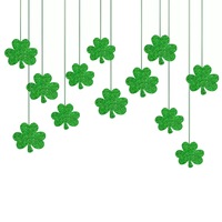 Guirlande de fleurs en papier pailleté en forme de trèfle, ornement suspendu pour la fête de la Saint-Patrick