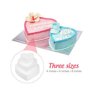 Modello di Torta a Forma di Cuore in Schiuma di Polistirolo Manichino per Torta Ornamento per Decorare Torte Espositore per Matrimoni 4"+6"+8" - Product Image 5