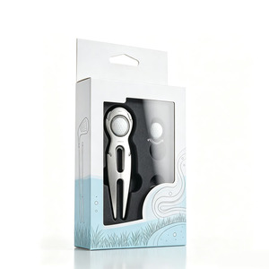Boîte d'emballage en papier personnalisée avec impression de marque OEM pour outil de réparation de divots de golf, boîte en carton biodégradable pour la présentation d'accessoires de golf sur le terrain. - Product Image 1