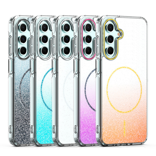 Gradient Color Shiny Bling Glitter Phone Case for Samsung Galaxy A17 A27 A37 A57 Magnetic Shockproof Protective Cover
