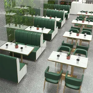 Toko Kopi desain modern tempat duduk kulit bekas bangku kafe meja tempat duduk cepat makanan restoran set perabotan kursi