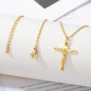 18k gold Popular jesus cross pendant fashion christian jewelry men's pendant necklace