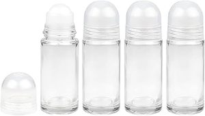 50ml Matte Cylinder Glass Roll-On Deodorant <b>Bottle</b> with Silk Screen Printed Cap 1.67oz - Product Image 2