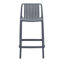 Tabouret de bar commercial moderne en plastique intégré, dossier à lattes creuses, repose-pieds, stable et durable pour intérieur - Vente en gros