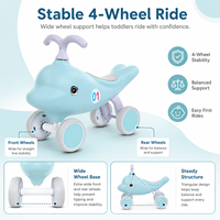 Vélo d'équilibre LED durable en nylon pour enfants, motif dauphin, sans pédales, jouet de marche pour bébés, cadeau d'anniversaire pour garçons et filles, en acier