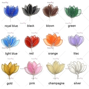 WHD-130 Keering Fiori 3D in Strass Colorati Fai-da-Te, Applicazioni in Strass a Forma di Foglie per Abiti da Festa e Cerimonia - Product Image 2