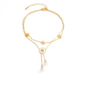 Tobillera con Colgante Chapada en Oro de 18K, de Doble Capa, de Acero Inoxidable, que Conserva el Color, a la Moda, Versátil y Elegante - Product Image 5