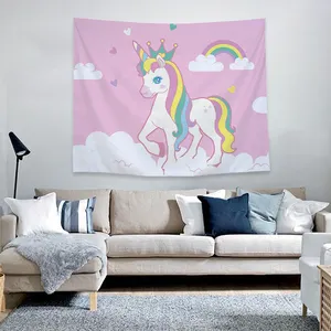 Hiasan Dinding Permadani Merah Muda Unicorn, Latar Belakang Tema Pesta Ulang Tahun Anak Perempuan, Perlengkapan Pesta Unicorn