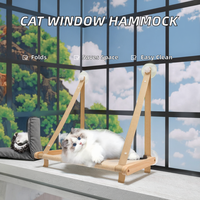 Lit pour chat en bois pliable moderne et écologique, gain de place, avec hamac à ventouse pour fenêtre