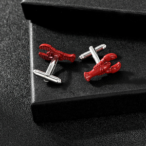 Joyería de moda de lujo Langosta Roja botón personalizado cubre <span class=keywords><strong>camisa</strong></span> <span class=keywords><strong>gemelos</strong></span> de metal para hombres - Product Image 6