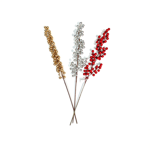 Confezione Mista di Sei Bacche Rosse Grandi a Sei Punte Oro Argento Rosso, 6 Pezzi per Sacchetto, Decorazioni di Frutta Artificiale - Product Image 2