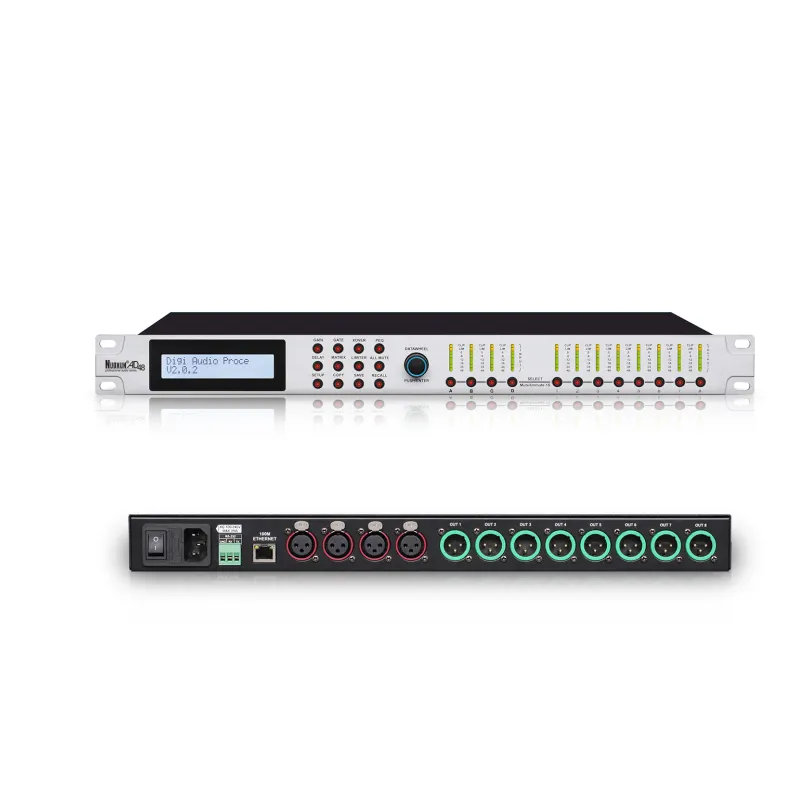 Sıcak satmak güçlü DSP işleme pro ses sistemi işlemci yazılım kontrolü ile dijital hoparlör yönetimi dj ses sistemi 4X8