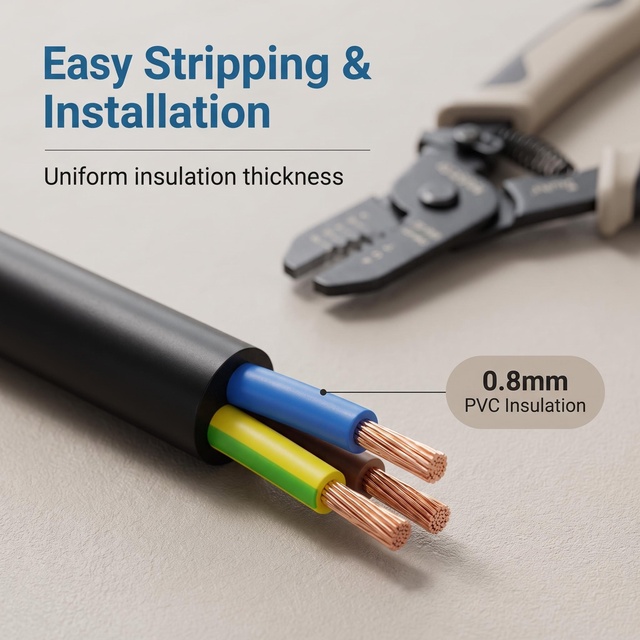 2C 3C 4C 5C Flexible Copper Cable, 0.75mm 1mm 1.5mm 2.5mm 4mm H05VV-F H03VV-F RVV PVC Insulated Wire