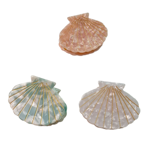 Pince à cheveux en acétate motif coquillage, pince à cheveux requin festonné, accessoire de coiffure pour jeune fille - Product Image 1