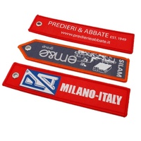Étiquettes de soin en tissu polyester et coton tissé avec logo personnalisé, porte-clés, cadeaux promotionnels écologiques