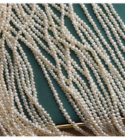 Chaîne de perles d'eau douce naturelles blanches en forme de pomme de terre, qualité AA, 3-3,5 mm, pour la fabrication de bijoux, longueur de chaîne 38-39 cm, 110 perles par chaîne
