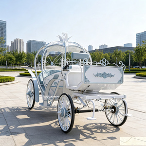 Œuvre d'art artisanale : Chariot de citrouille tiré par des chevaux, symbole culturel de conte de fées, ornement artistique créatif pour exposition en ville - Product Image 1