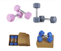 Vente en gros 2-25lbs 2.5-25kgs équipement de fitness en fonte ensemble d'haltères hexagonaux en caoutchouc coloré pour salle de sport à domicile et haltérophilie