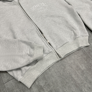 Sudadera con capucha de algodón de alta calidad OEM, personalizada, de doble cremallera, con diseño bordado, 500 g/m², extragrande, para hombre - Product Image 4