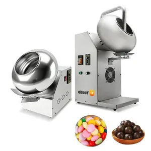 Small Good Quality Stainless Steel Plate Vacuum Continuous Drum Sugar Chocolate Dragee Nuts Sweet Peanut Coating Machine