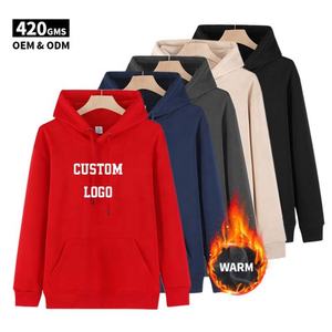 2024 Hot Sale <b>Men</b> Solid Hoodies Custom Embroidery Logo Heavyweight <b>Hoodie</b> Polar Fleece Thick <b>Hoodie</b> for <b>Men's</b> Winter Wear - Product Image 1