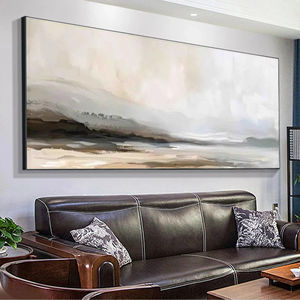 Peinture <span class=keywords><strong>de</strong></span> <span class=keywords><strong>lac</strong></span> <span class=keywords><strong>de</strong></span> montagne brumeux, art mural panoramique abstrait, peinture à l'huile abstraite moderne originale <span class=keywords><strong>de</strong></span> grande taille, art mural sur toile texturée - Product Image 6