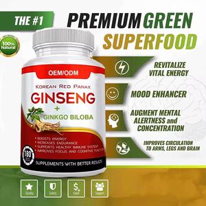OEM Veggie Superfood Kruidensupplementen Koreaanse <span class=keywords><strong>Panax</strong></span> <span class=keywords><strong>Ginseng</strong></span> en Ginkgo Biloba <span class=keywords><strong>Capsules</strong></span> Energiebooster Voedingssupplement - Product Image 4