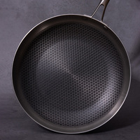 Panci Penggorengan anti lengket, kompor induksi penghemat energi minyak 8/9/10/11 inci Tri Ply Stainless Steel sarang lebah datar Set