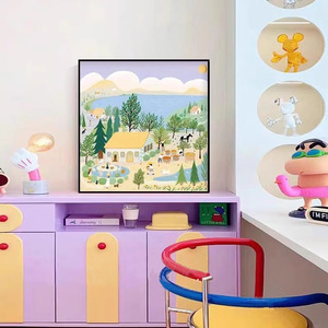 Pinturas de Paisajes Rurales al por Mayor, Cuadros Decorativos de las Cuatro Estaciones para Habitación Infantil - Product Image 3