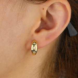 Gioielli Pop delinty stella <span class=keywords><strong>incisione</strong></span> oro placcato <span class=keywords><strong>orecchini</strong></span> a cerchio con zircone stile alla moda per matrimoni feste e regali - Product Image 6