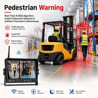 Sistema de Cámara Inalámbrica para Montacargas de 7 Pulgadas con Cámaras Impermeables IP68, Detección de Peatones con IA BSD, Guía Láser y Monitor de Seguridad