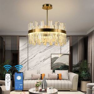 โคมไฟระย้าคริสตัล LED สีทองหรูหราแขวนทันสมัยทันสมัยสำหรับห้องครัว - Product Image 1