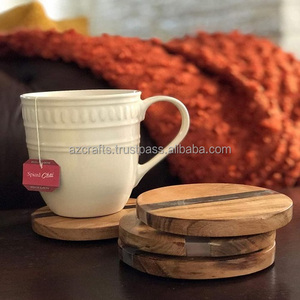 Posavasos de haya de madera de acacia de estilo clásico al por mayor de fábrica personalizado para taza de café empaquetado en cajas de cartón - Product Image 5