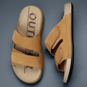 Men's Open Toe Slide Slippers PU Upper Lightweight Hook And Loop Fastener - Product Image 6