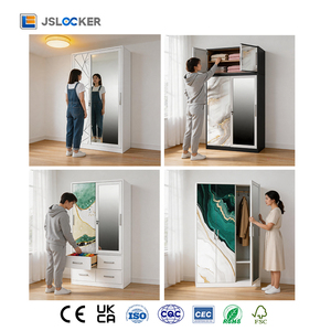 <span class=keywords><strong>Armadio</strong></span> in Acciaio con Specchio a Tutta Altezza, Mobile Contenitore in Metallo, Struttura KD per Camera da Letto, Dormitorio, Appartamento - Product Image 4