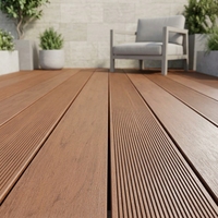 Planches de terrasse en composite WPC rainurées et côtelées, imperméables, antidérapantes, à clipser, aspect bois, pour jardin et balcon