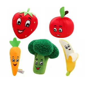 Fornitore di animali domestici all'ingrosso personalizzato frutta verdura cane masticare giocattolo stridulo peluche cane giocattoli di alta qualità
