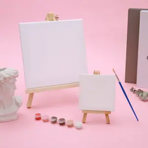 Pine mini tripé de quadro com pintura a óleo, conjunto de tripé para pintura a óleo, de mesa diy, decorativa com moldura