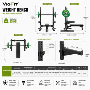 VIGFIT Stable Power Rack <strong>WeightLifting</strong> Strength Flat <strong>Bench</strong> Without Plate Fitness <strong>Bench</strong> - Product Image 4