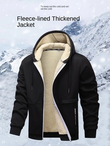 Sudadera de Forro Polar Térmico Grueso Impermeable con Capucha y Cremallera, Cuello Alto y Logotipo Frontal para Hombre, Estilo Casual de Invierno - Product Image 6