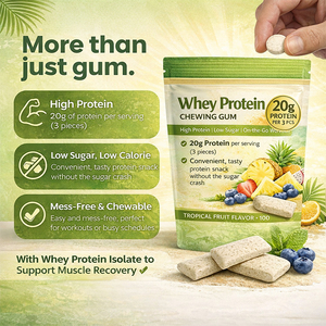 Chewing-gum protéiné au whey sans sucre pour le soutien musculaire, supplément protéiné quotidien portable, gomme fitness, OEM ODM Marque Privée - Product Image 5