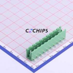 XY2500R-A-5.00-10P Plug-in Terminal Block Bent Lead Through Hole,P=5mm Connector Board-to-Board / Socket - Open 1x10P 5mm Green - Product Image 1
