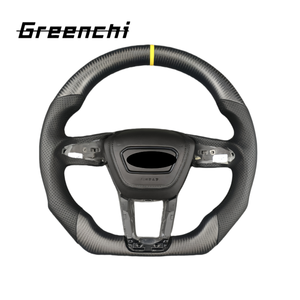 Volante Deportivo de Cuero y Fibra de Carbono con Base Plana para <span class=keywords><strong>Audi</strong></span> <span class=keywords><strong>A6</strong></span> A6L A7 A8 C8, Mejora y Modificación - Product Image 3